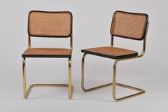 Pair of Gold and Cane Cesca Chairs by Marcel Breuer, 1928