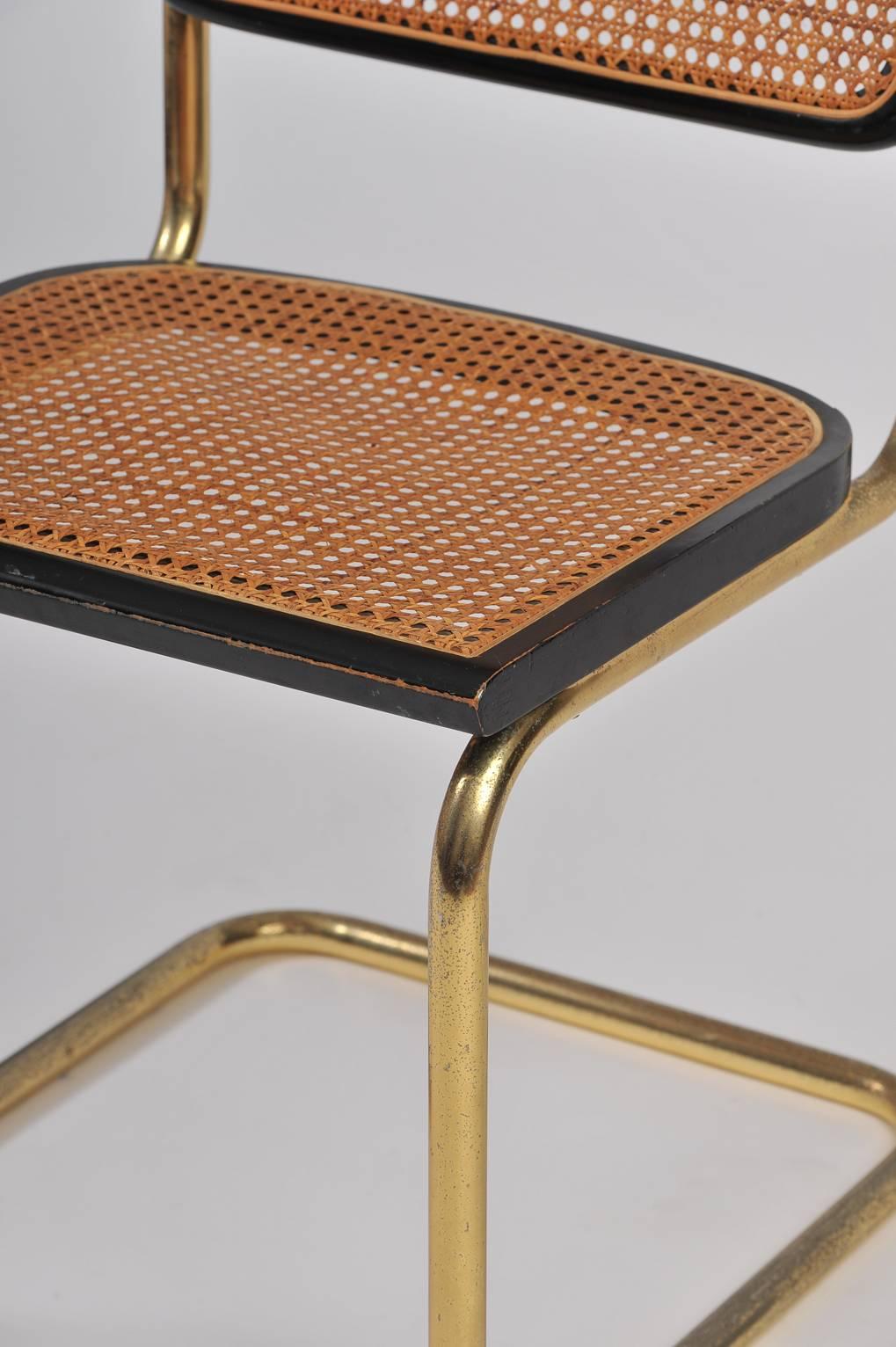 Pair of Gold and Cane Cesca Chairs by Marcel Breuer, 1928 In Good Condition In London, GB