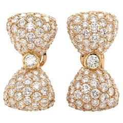 Pair of Gold and Diamond Bow Earrings
