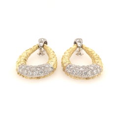 Pair of Gold and Diamond Door Knocker Earrings