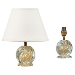 A pair of gold Murano bullicante glass ball lamps 