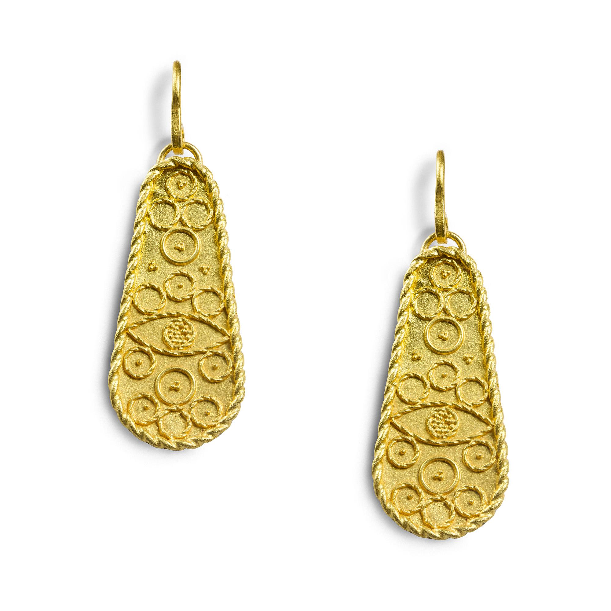 Modern Pair of Gold Plaque Earrings by Akelo