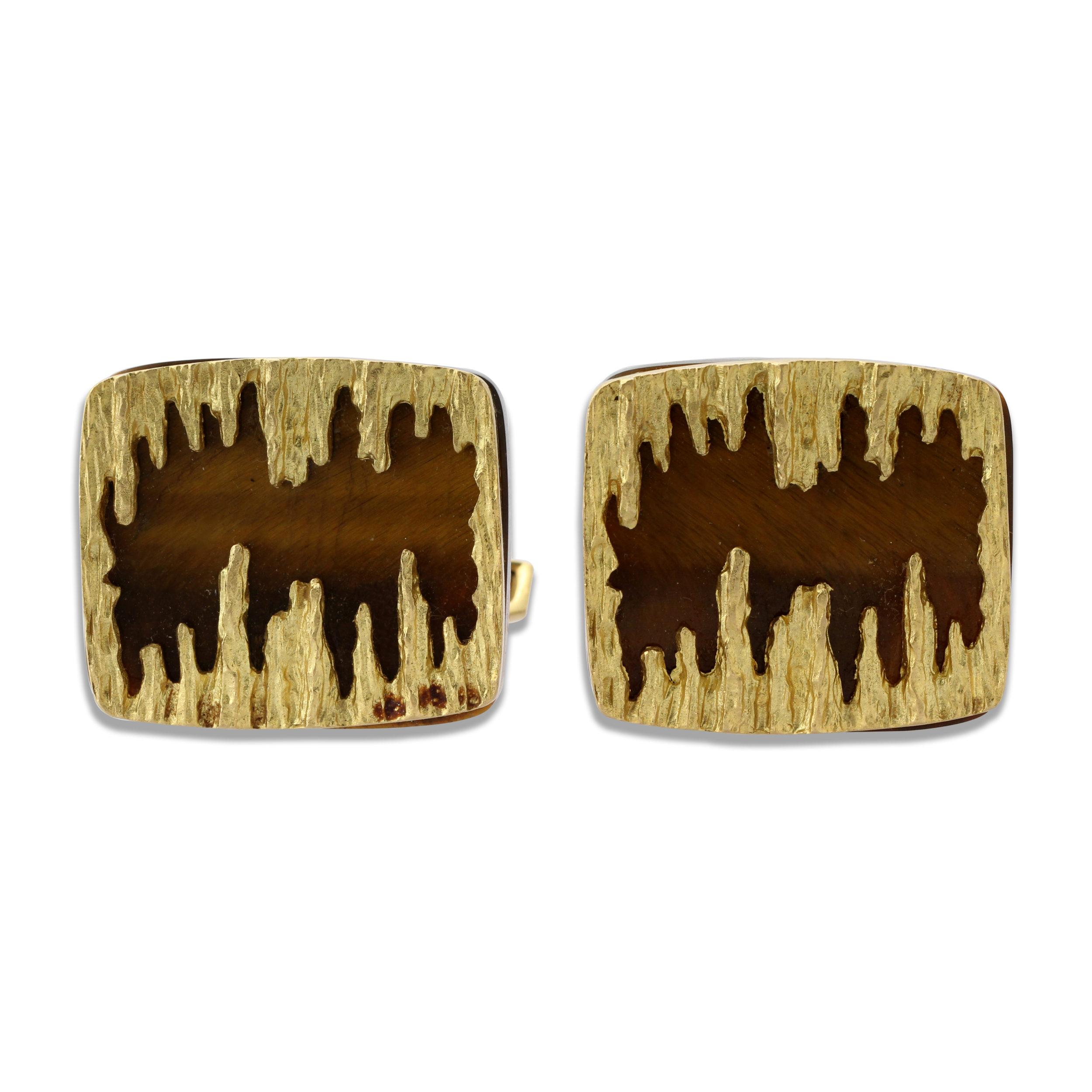 Pair of Gold & Tiger’s Eye Cufflinks by Grima In Good Condition In London, GB