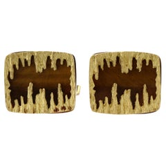 Pair of Gold & Tiger’s Eye Cufflinks by Grima