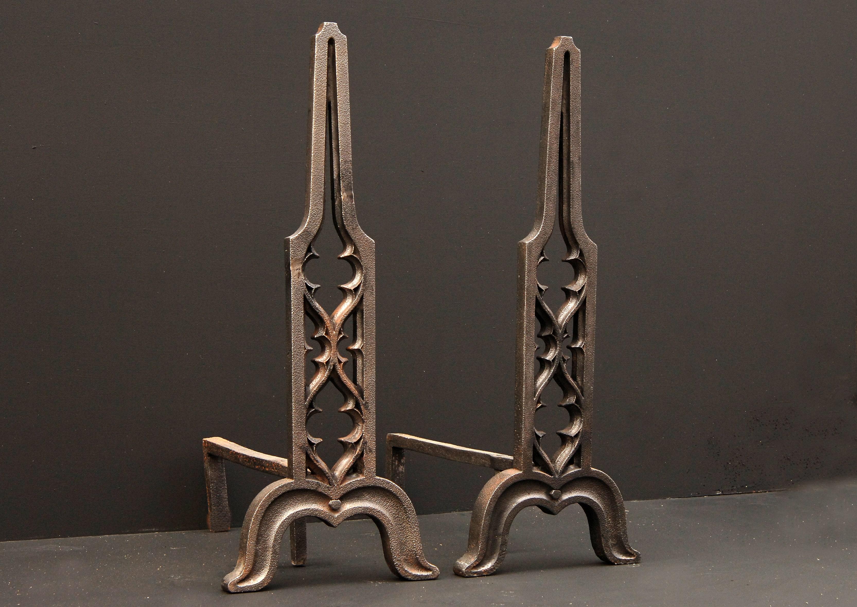 Pair of large 19th century Gothic Revival cast iron firedogs.

Measures: Height: 895 mm 35 ¼