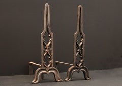 Pair of Gothic Revival Cast Iron Firedogs