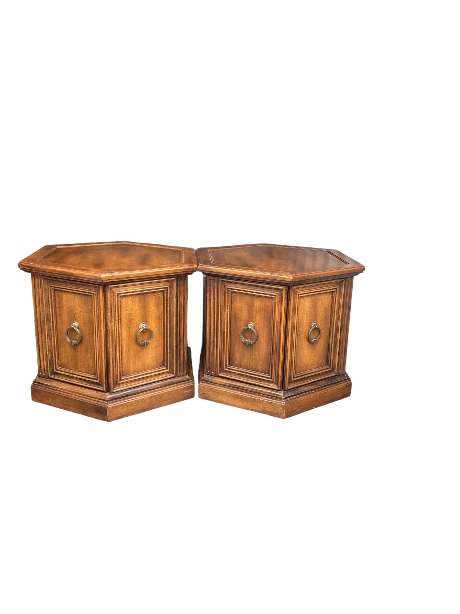 Gothic Revival A Pair of Gothic Style Oak Hexagonal Side Tables For Sale