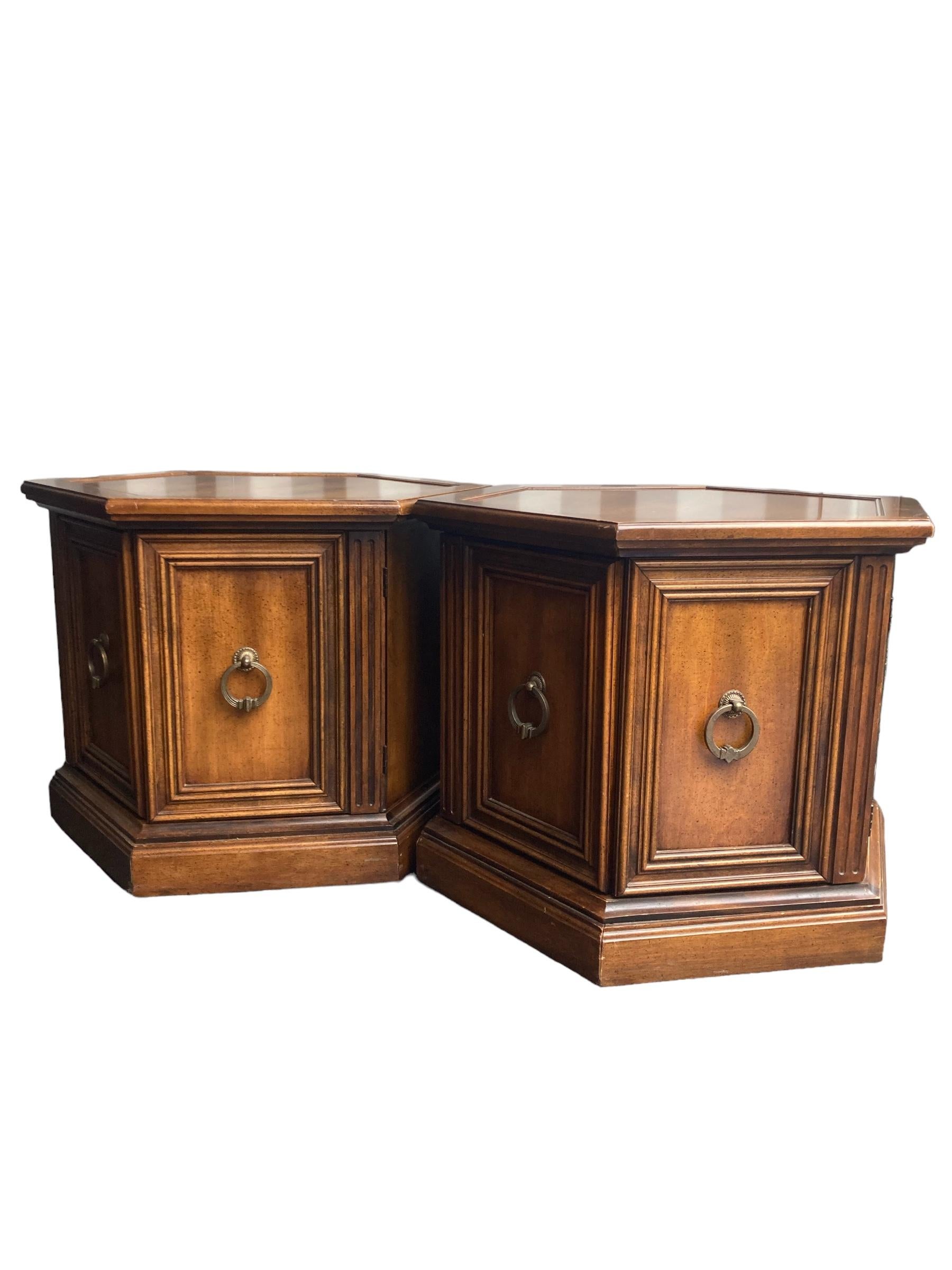 British A Pair of Gothic Style Oak Hexagonal Side Tables