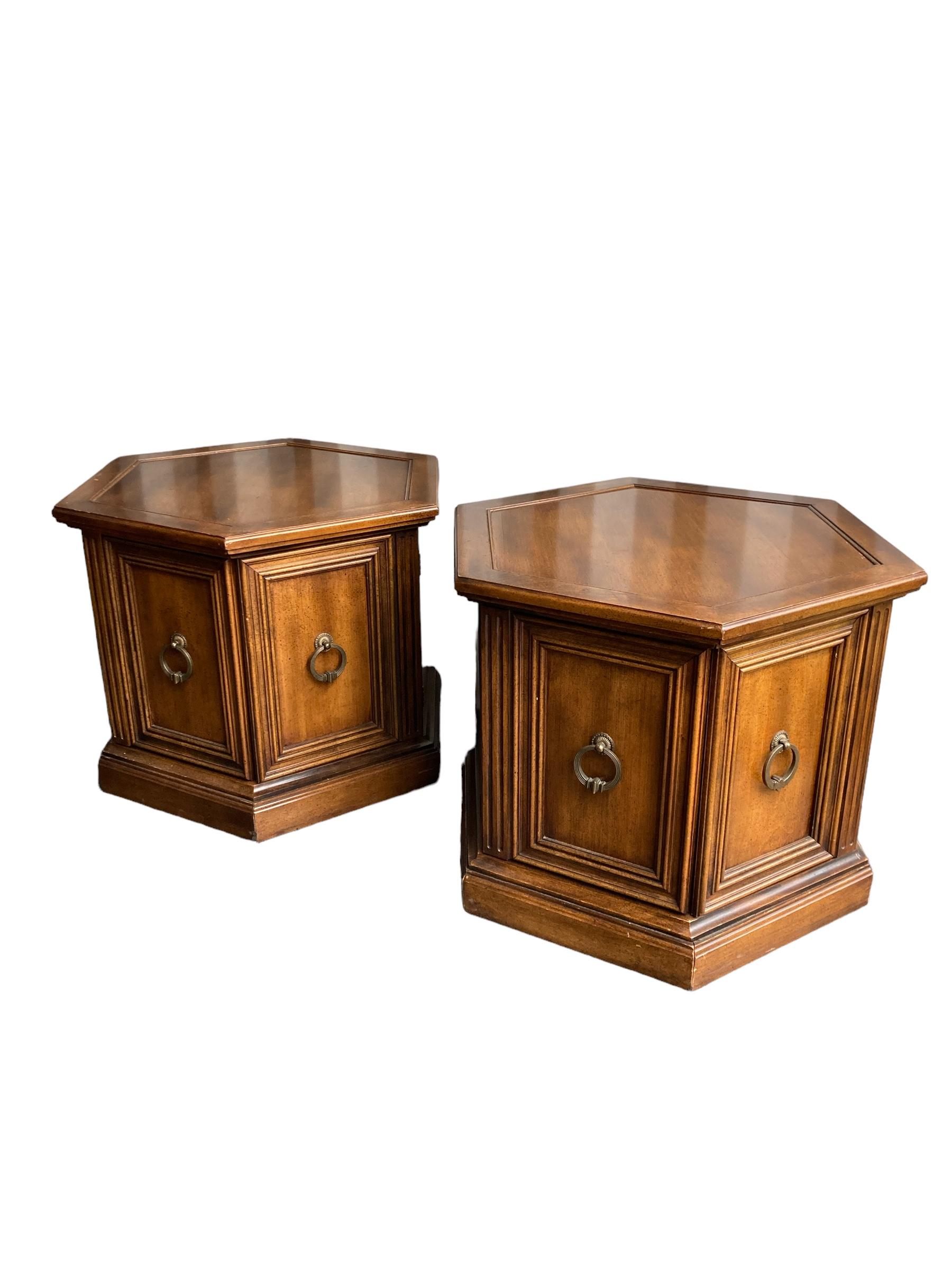 A Pair of Gothic Style Oak Hexagonal Side Tables In Good Condition In Bishop's Stortford, GB
