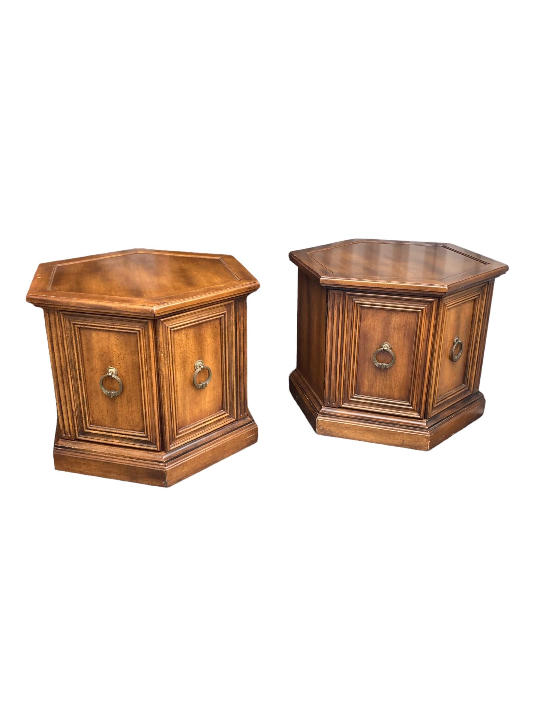 20th Century A Pair of Gothic Style Oak Hexagonal Side Tables For Sale