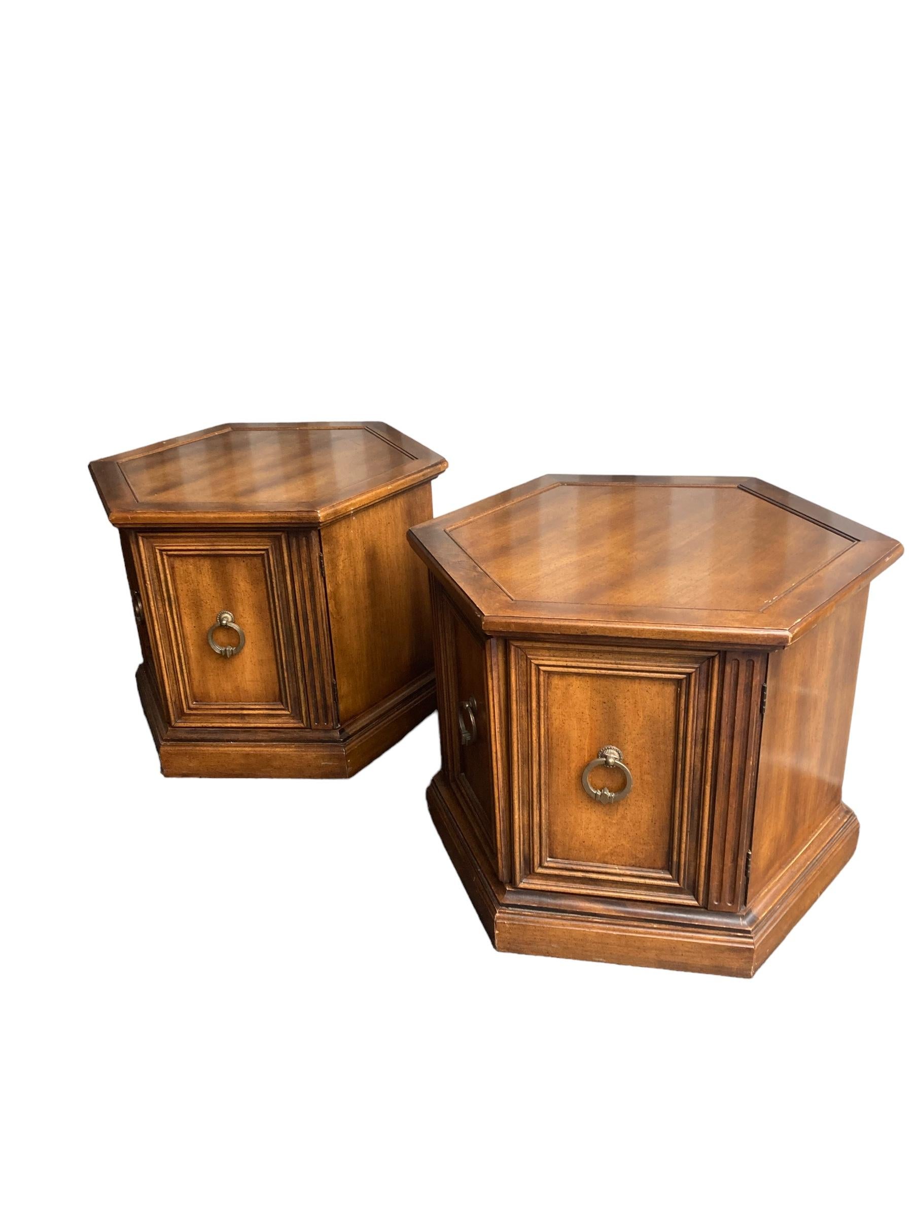 A Pair of Gothic Style Oak Hexagonal Side Tables For Sale 1