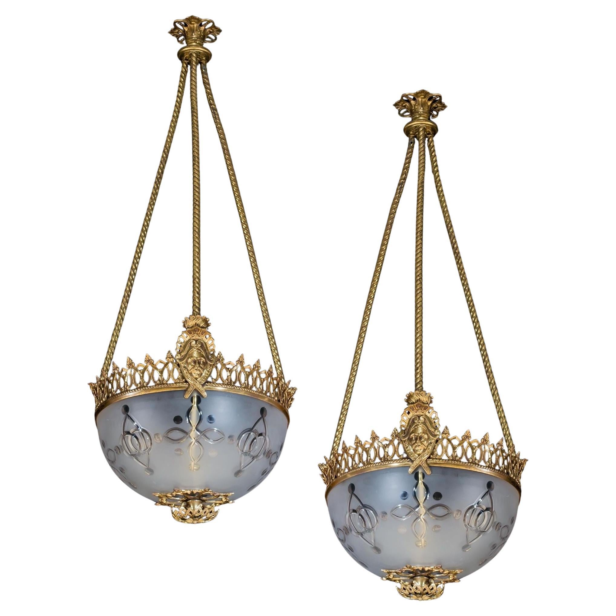 A Pair Of Gothic Victorian Hall Lights