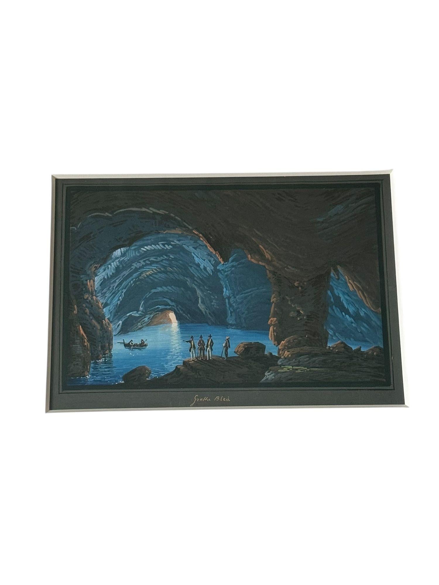 Peint à la main Paire de gouaches représentant le Grotto bleu en vente