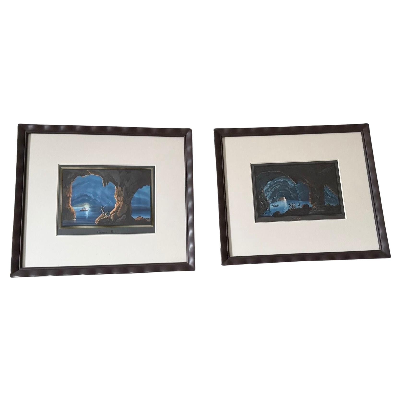A Pair of Gouaches depicting the Blue Grotto