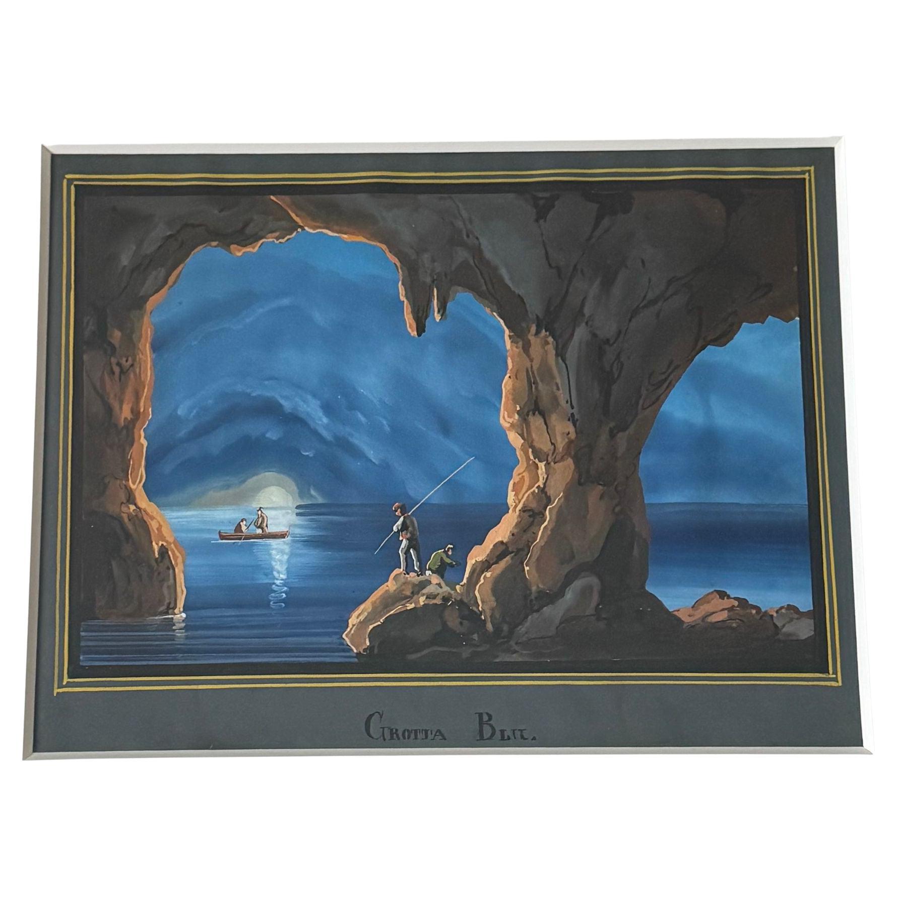 A Pair of Gouaches depicting the Blue Grotto For Sale