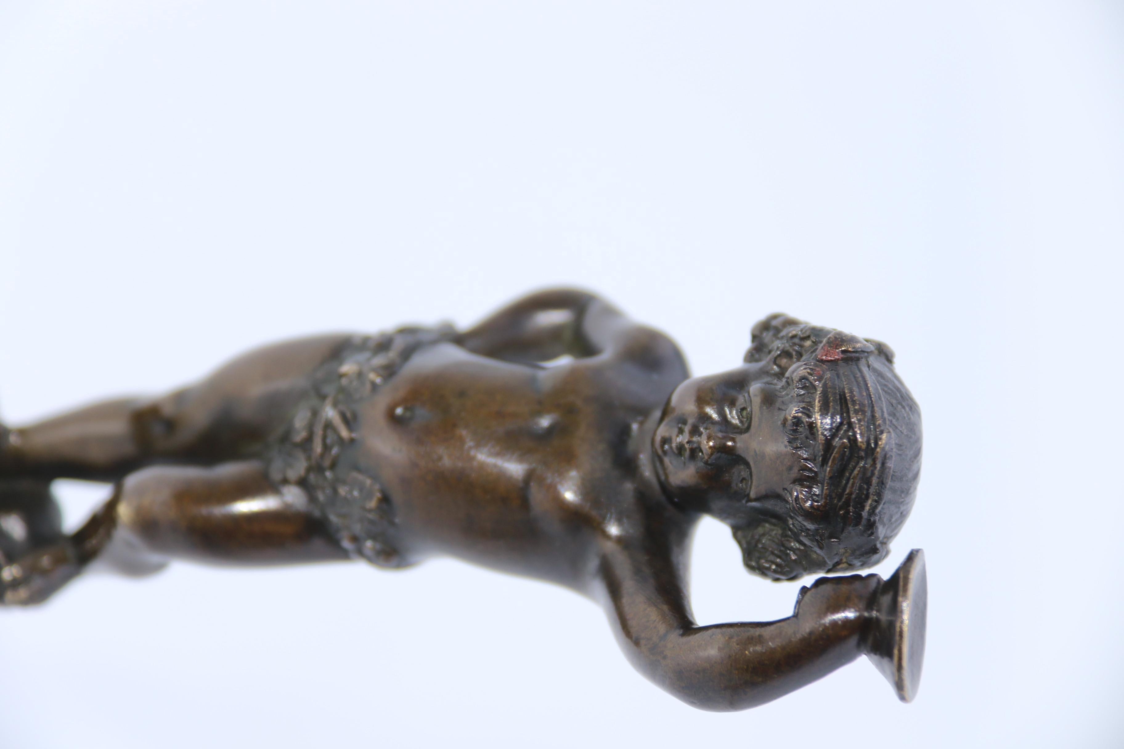 Pair of Grand Tour 19th Century Bronze Putti Figures on Marble Bases, C 1860 For Sale 12