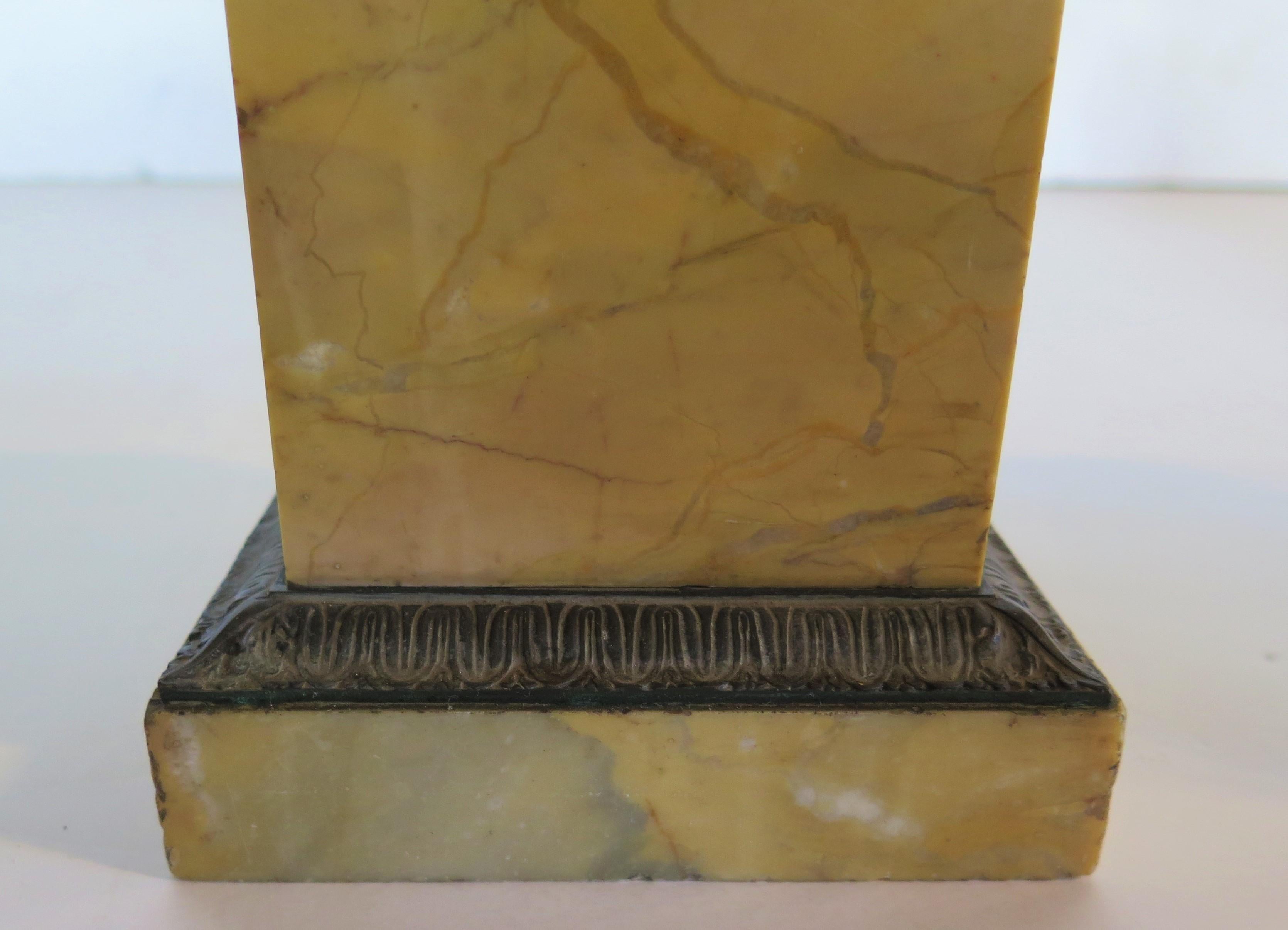 A Pair of Grand Tour Bronze Tazzas on Sienna Marble Plinths For Sale 1