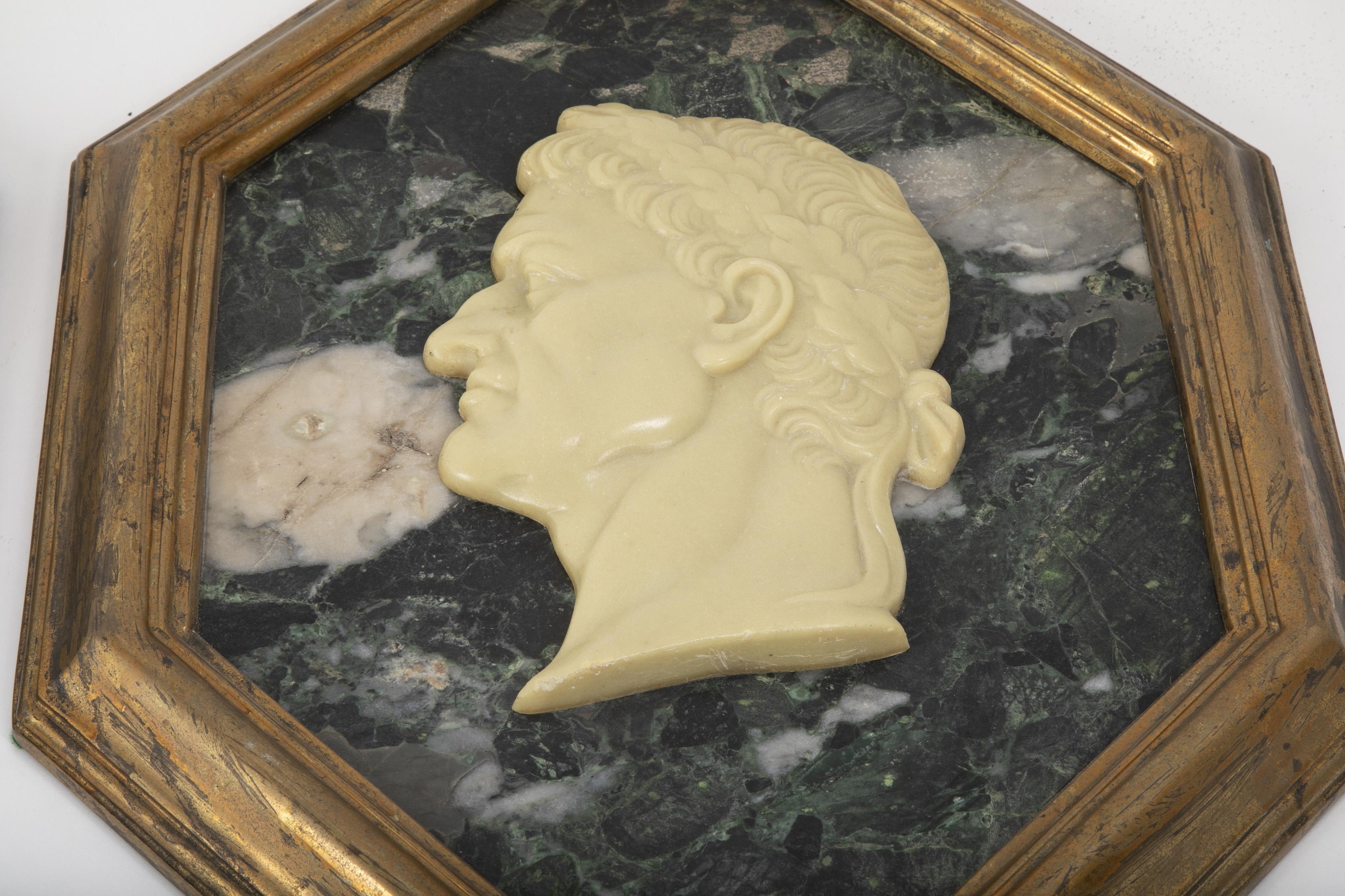 Pair of Grand Tour Marble Relief Portraits of Roman Emperors in Profile In Good Condition In Stamford, CT