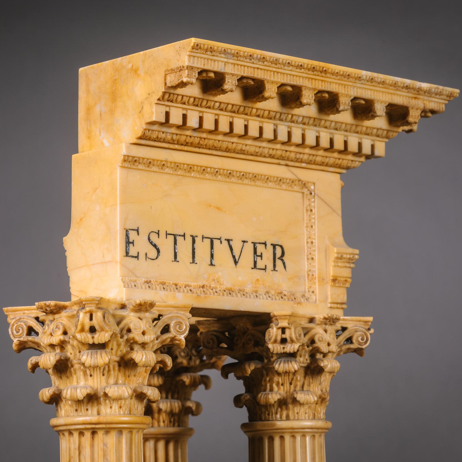 Marble A Pair of ‘Grand Tour’ Models of Ruins Celebrating the Corinthian Order For Sale