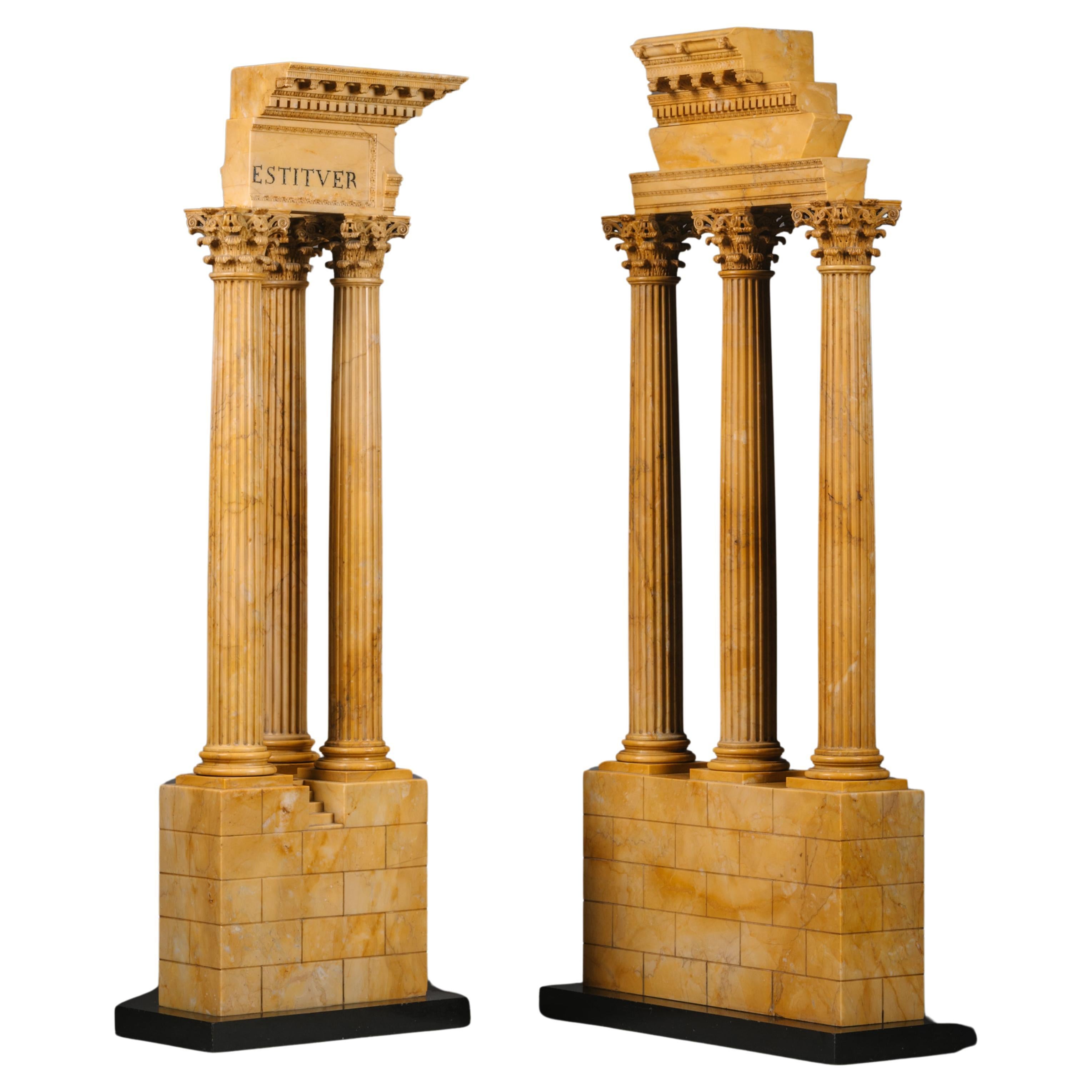 A Pair of ‘Grand Tour’ Models of Ruins Celebrating the Corinthian Order For Sale