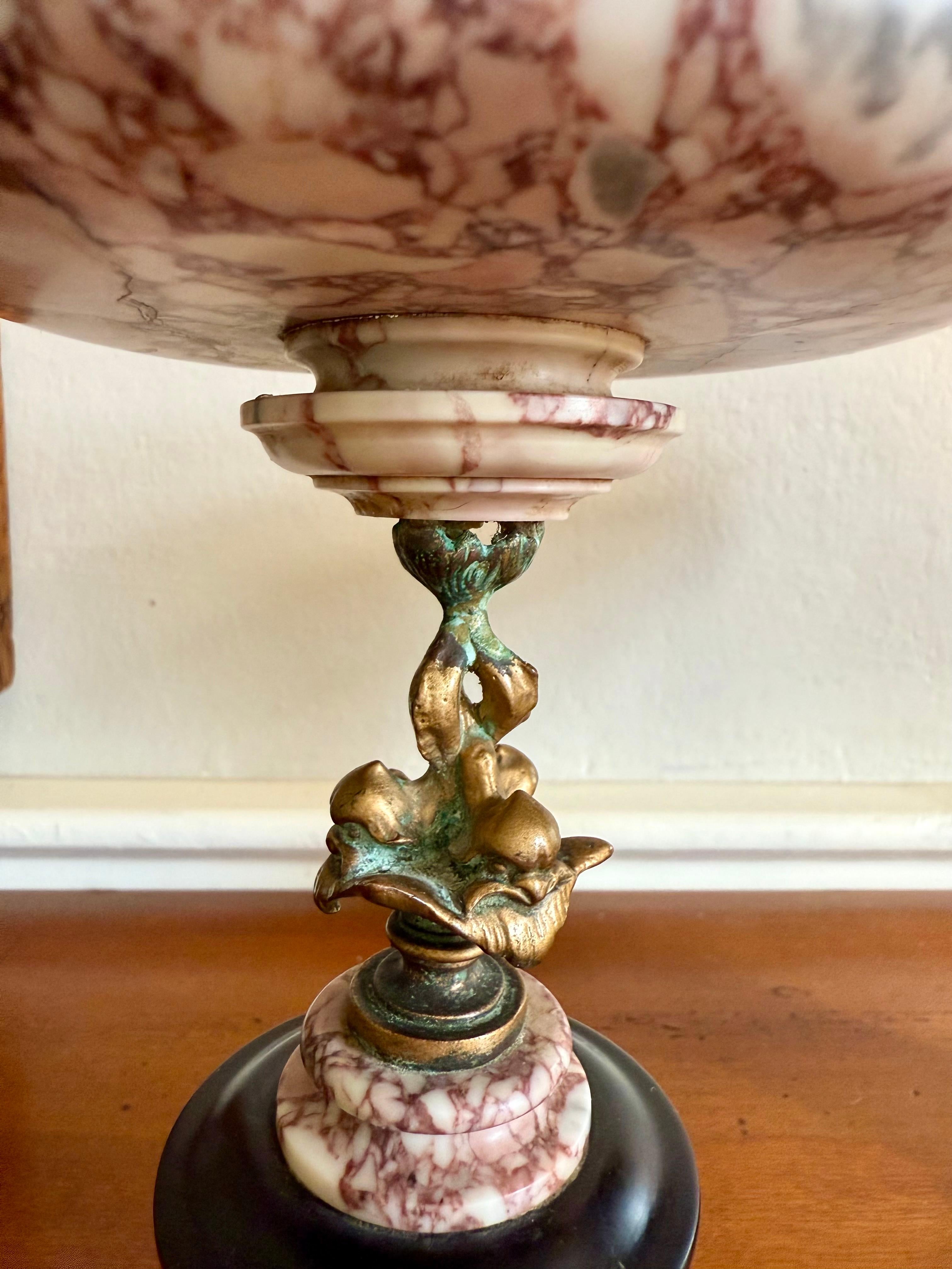 Bronzo Coppia di Tazze Neoclassiche del Grand Tour in marmo e bronzo patinato in vendita