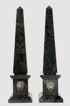A pair of Grand Tour obelisks, Green Alps marble, Italy second half of 19th cent