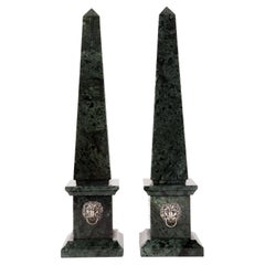 Antique A pair of Grand Tour obelisks, Green Alps marble, Italy second half of 19th cent