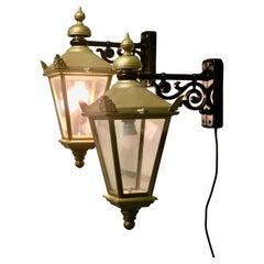 A Pair of Grand Wall Hung Lanterns These are old pub lights