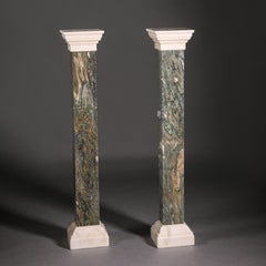 Pair of Green Breccia and Carrara Marble Pedestals