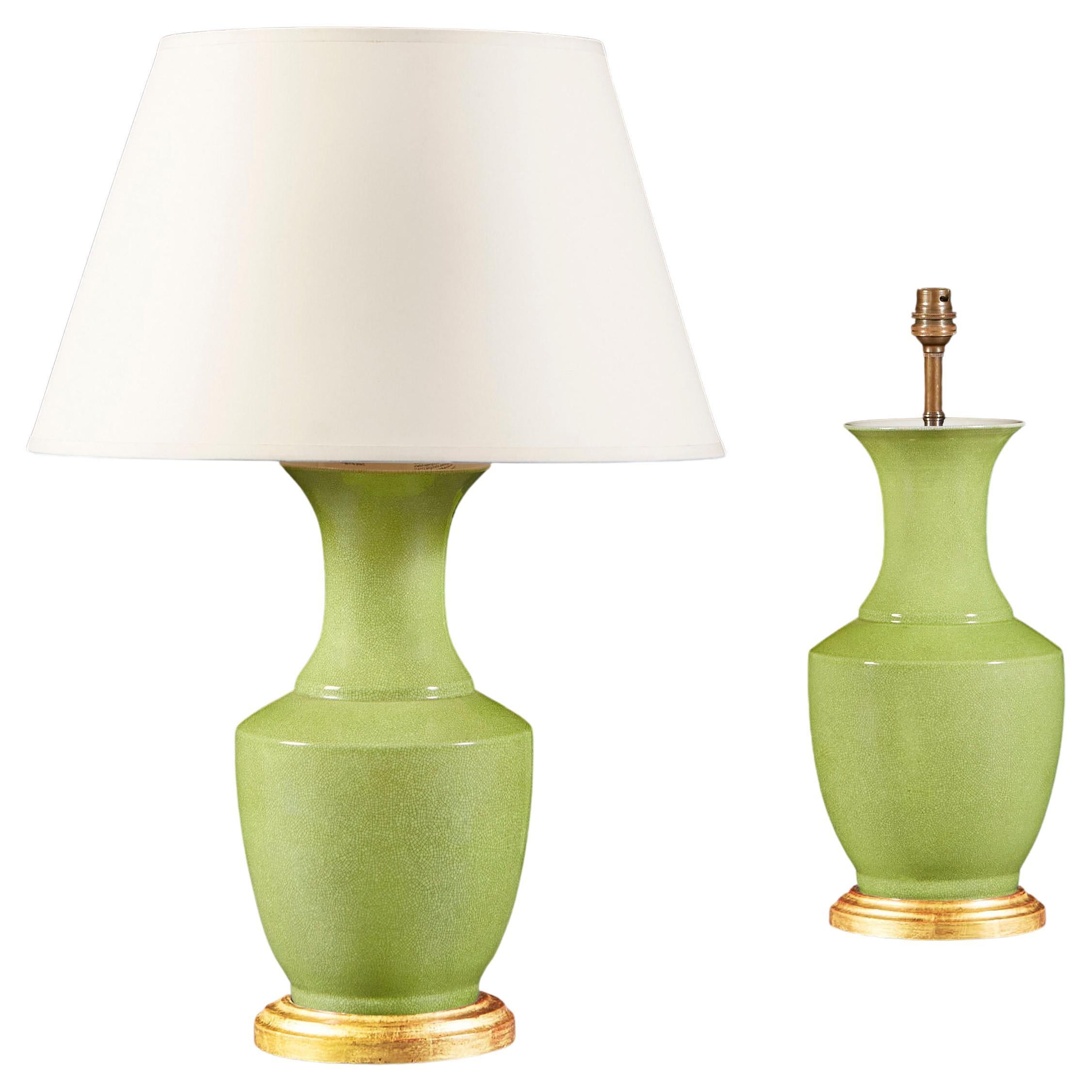 Pair of Green Celadon Lamps