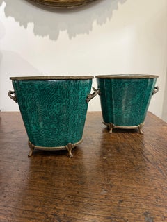 A Pair of Green Glazed Jardinieres with Ormolu Mounts, 19th Century