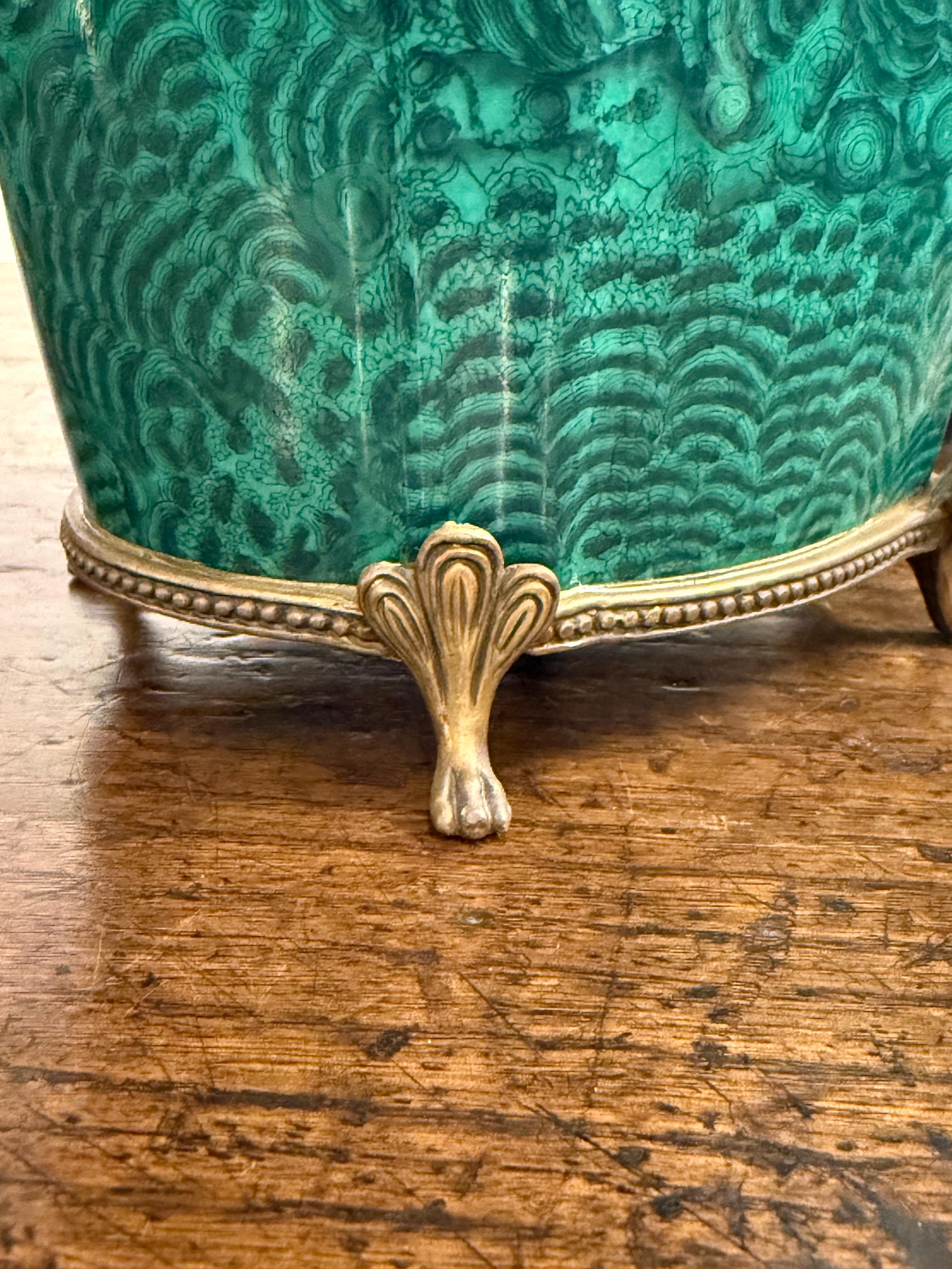 A Pair of Green Glazed Jardinieres with Ormolu Mounts, 19th Century For Sale 2