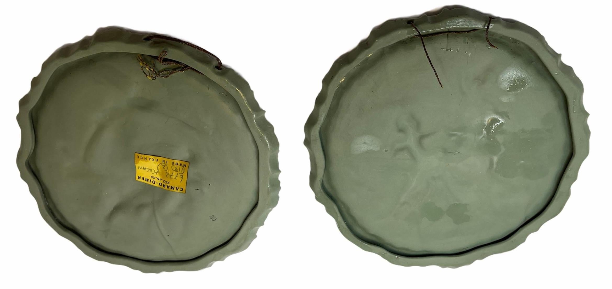 Neoclassical Pair of Green Jasperware Wall Round Wall Plate