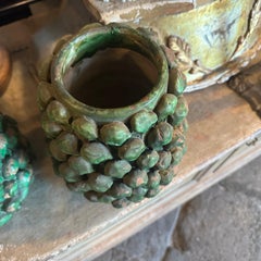 Coppia di vasi a pigna siciliani in terracotta dipinta di verde