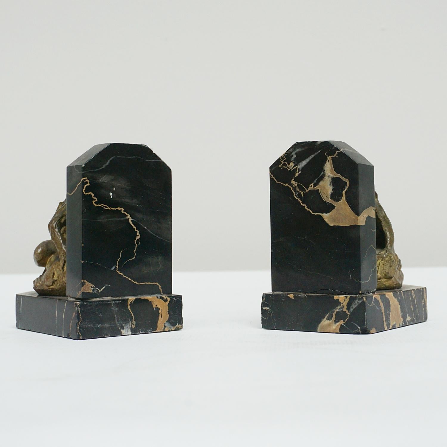 Pair of Solid Bronze Art Deco Frog Bookends French C1920 For Sale 1