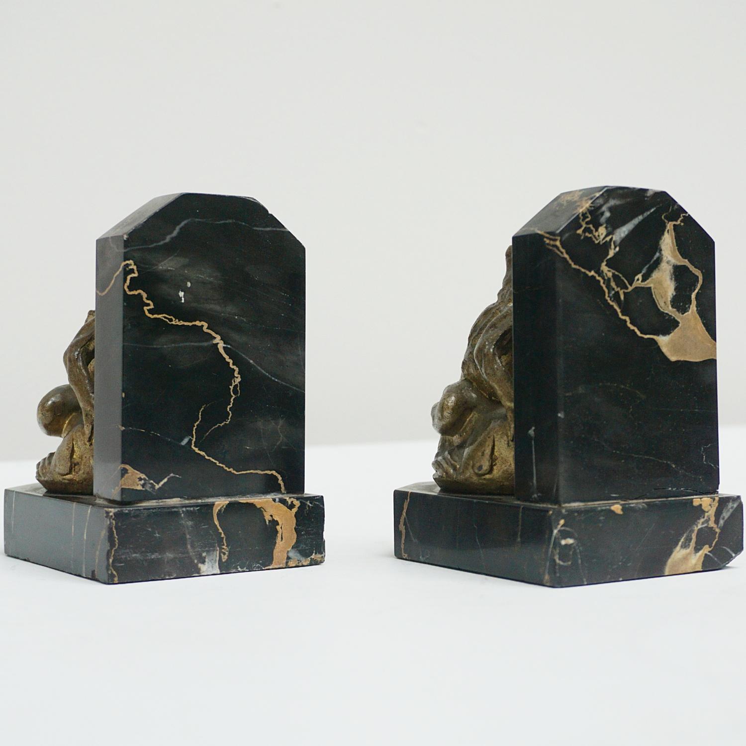 Pair of Solid Bronze Art Deco Frog Bookends French C1920 For Sale 2