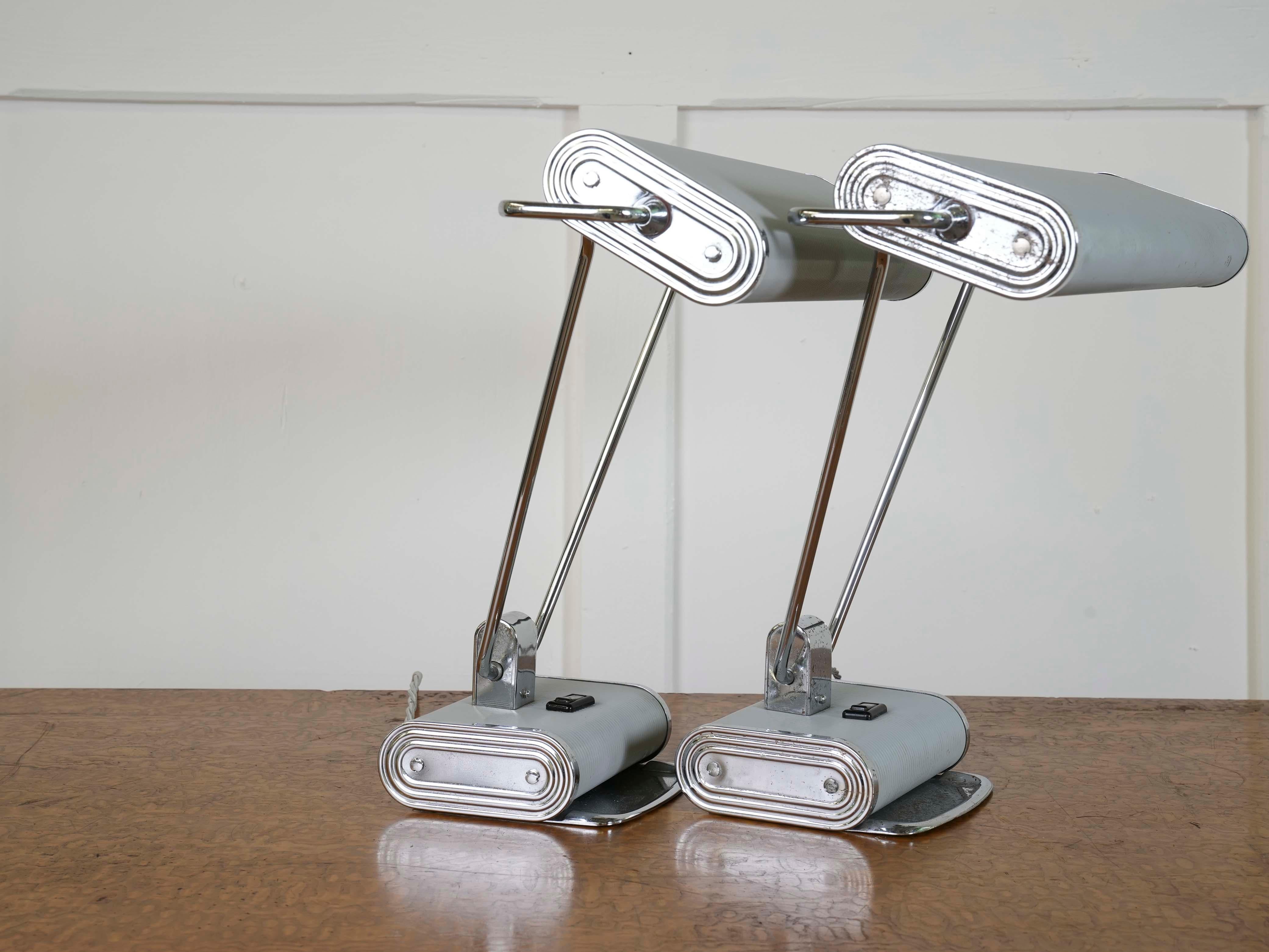 Pair of Grey Eileen Gray Desk Lamps 4
