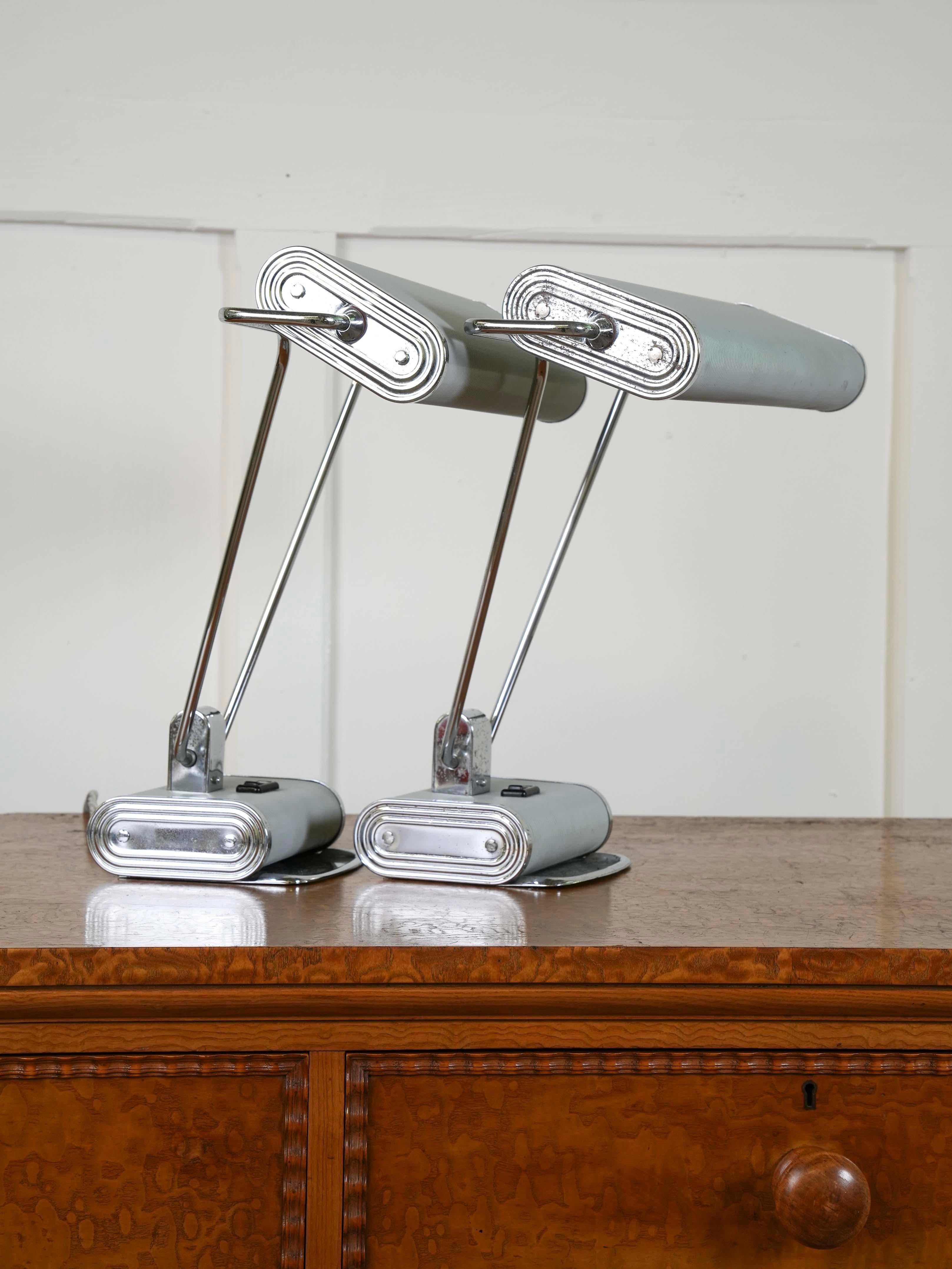 Pair of Grey Eileen Gray Desk Lamps 6