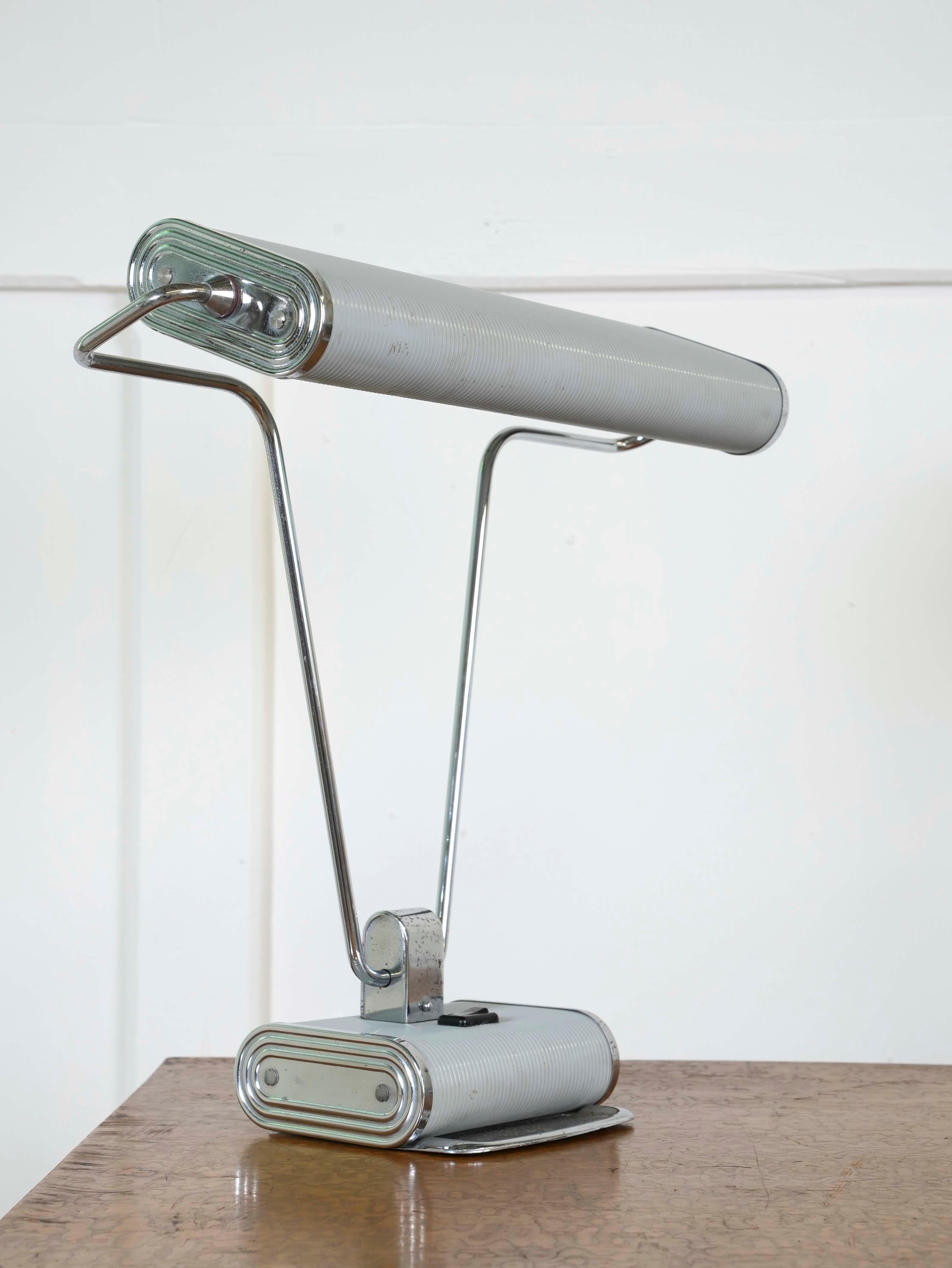 Chrome Pair of Grey Eileen Gray Desk Lamps