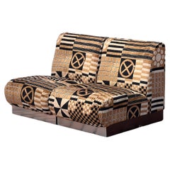 A pair of groovy Baughman style lounge chairs with chrome base, 1970s