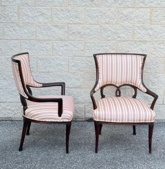 A Pair of Grosfeld House Style Ebonized Armchairs