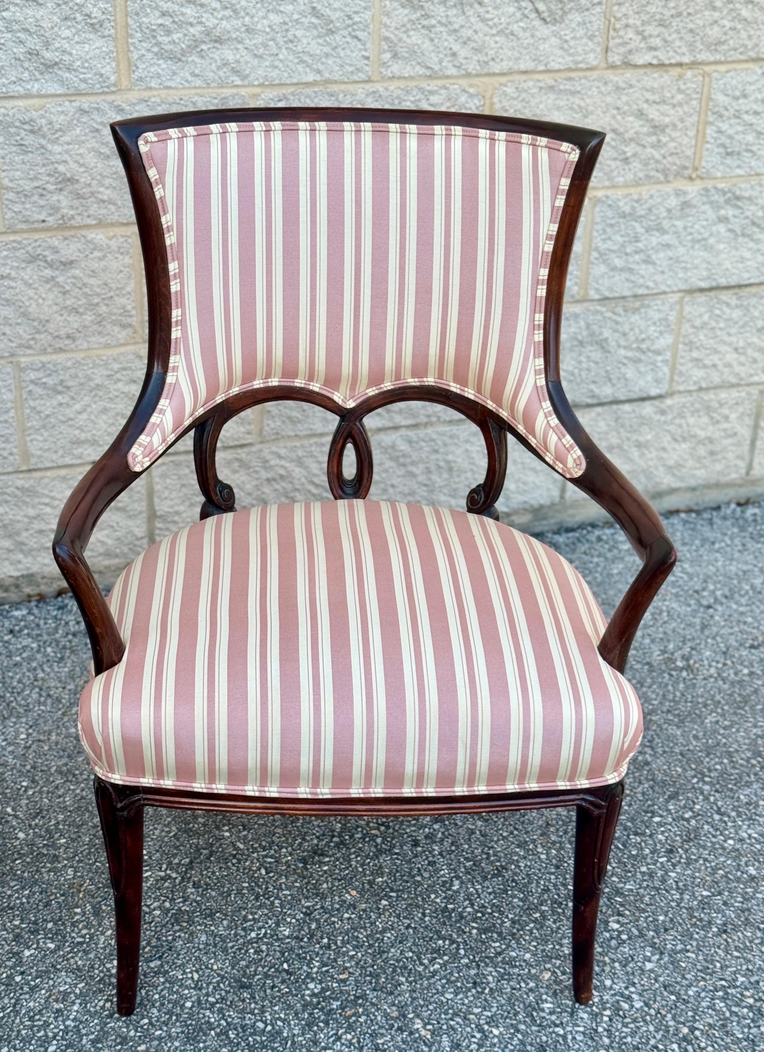 A Pair of Grosfeld House Style Ebonized Armchairs In Good Condition For Sale In Elkton, MD