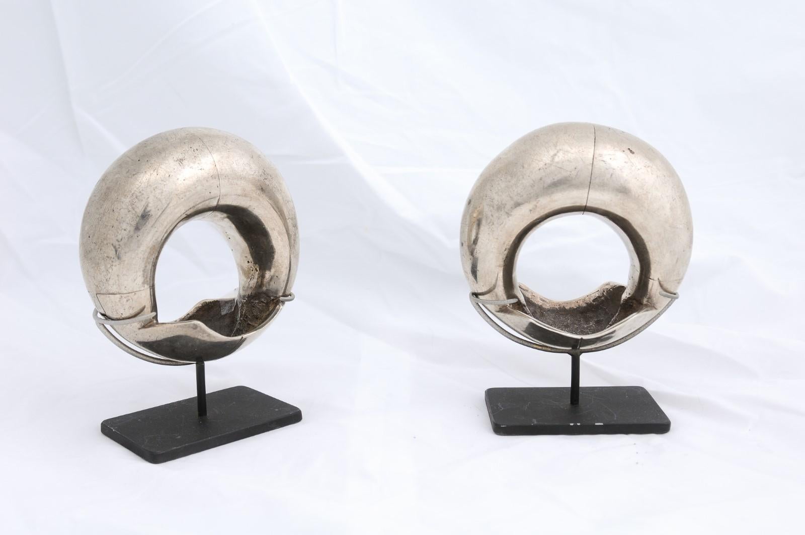 Indian Pair of Gujarat Ankle Sterling Silver Ankle Bracelets, Early 20th Century