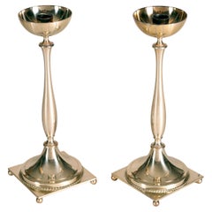 A pair of Gunnar Ander candle sticks, silver plated metal, 1940s