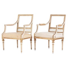 A pair of Gustavian open armchairs by J. Lindgren