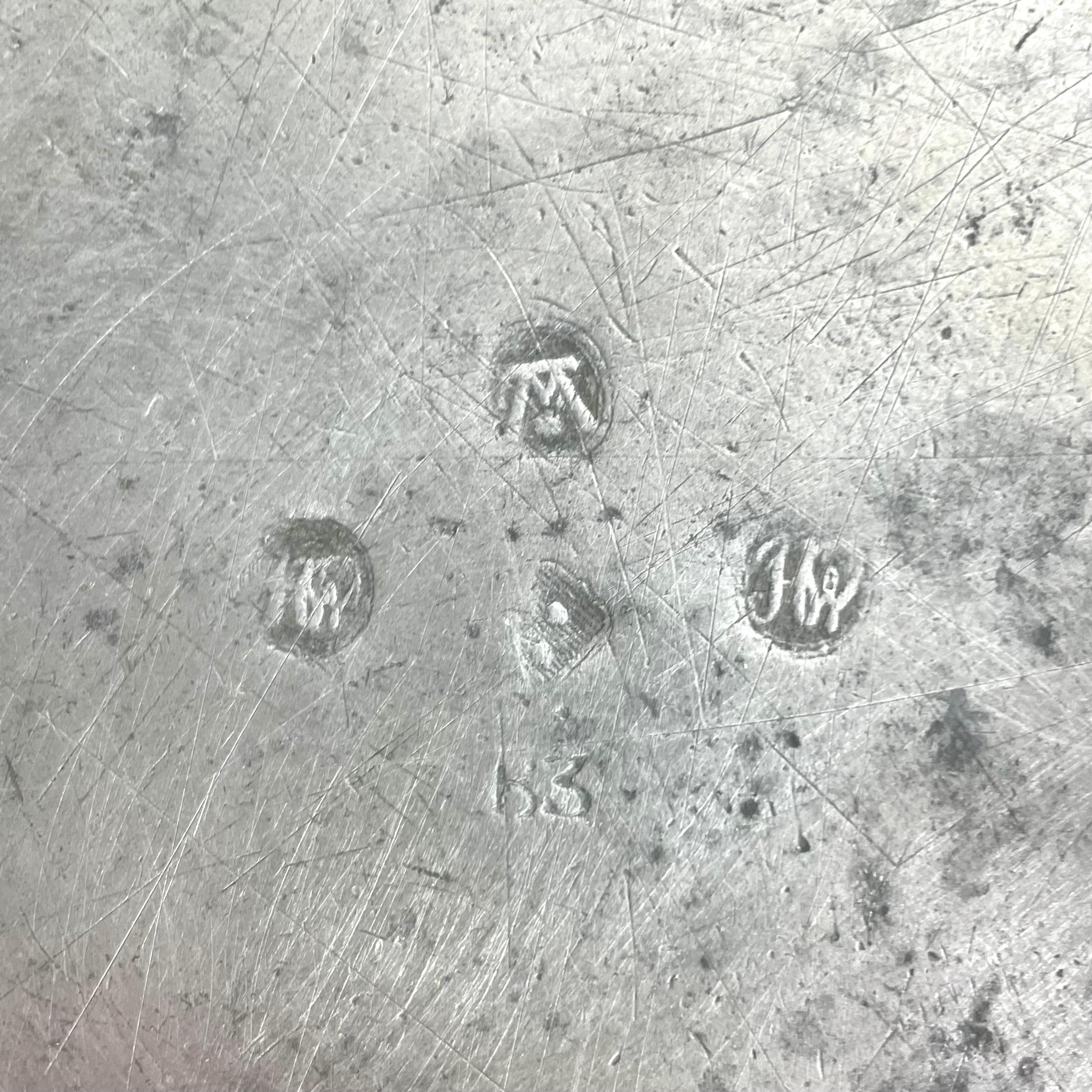 A pair of Gustavian Pewter magnum bottles Coasters dated 1808 5