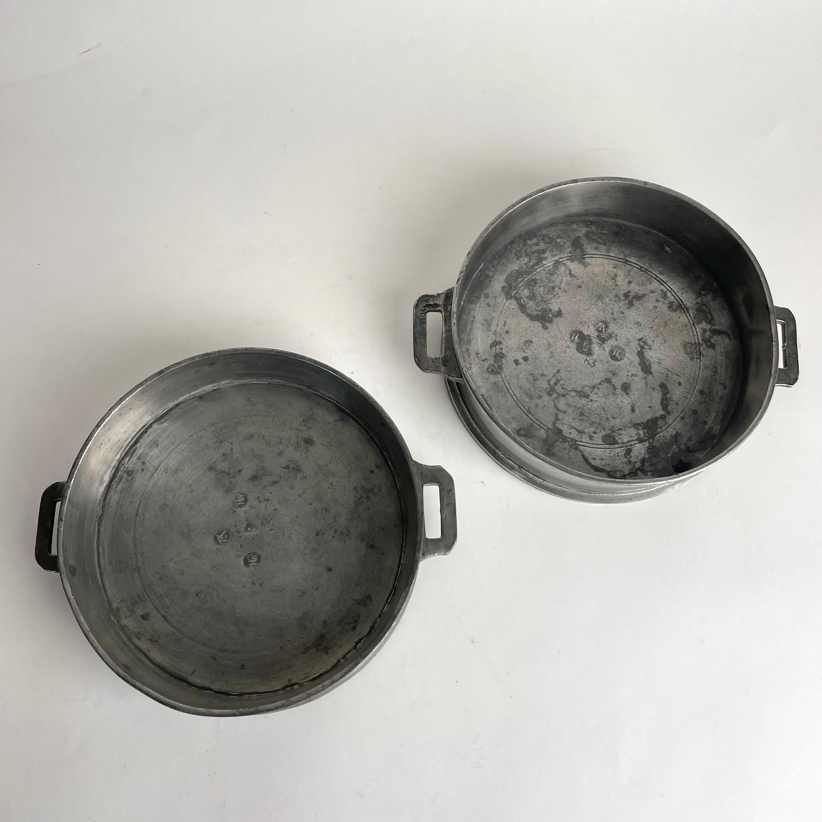 A pair of Gustavian Pewter magnum bottles Coasters dated 1808 1