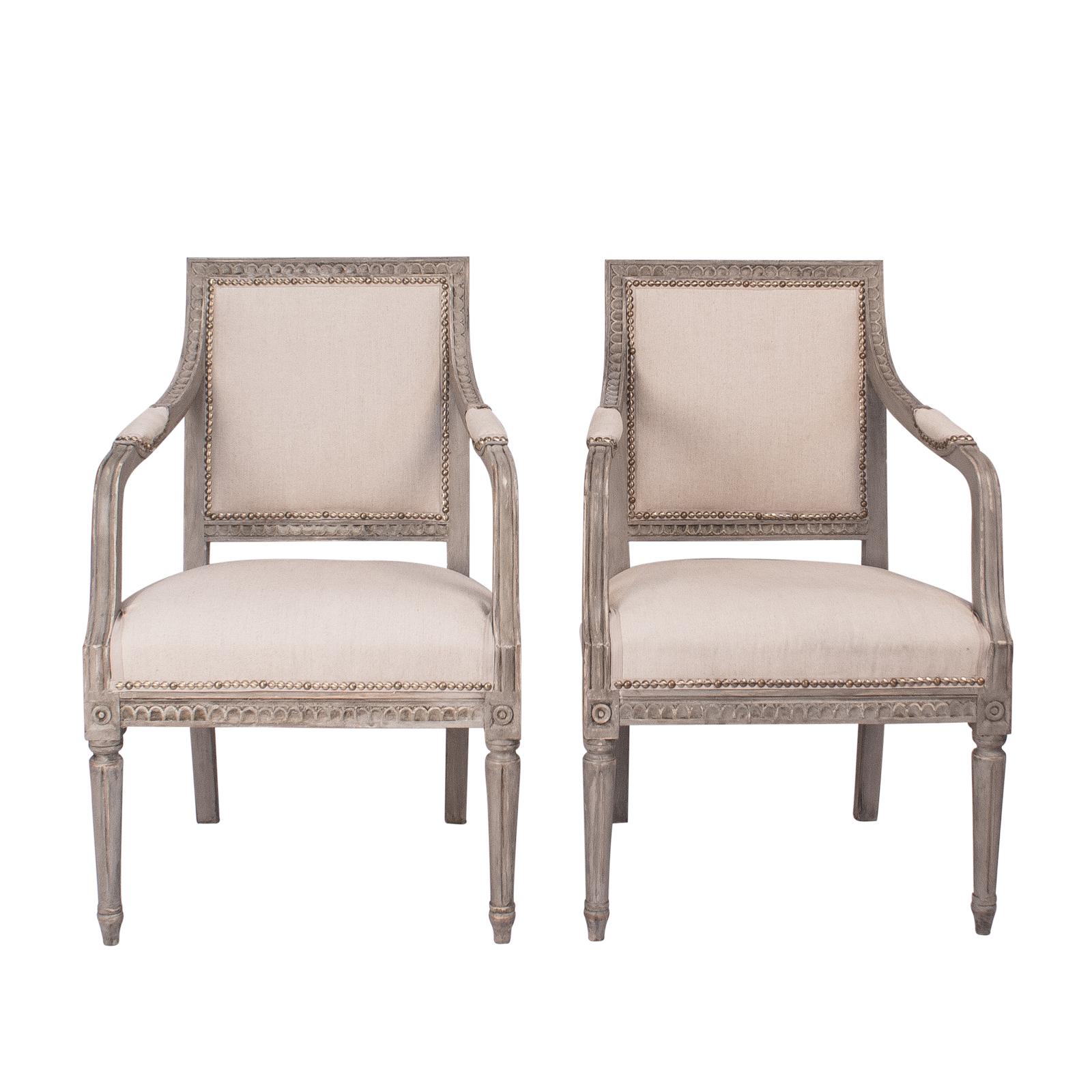Pair of Gustavian Style Armchairs, Sweden, circa 1890
