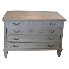 A Pair of Gustavian Style Chests Painted in a Blue/Grey