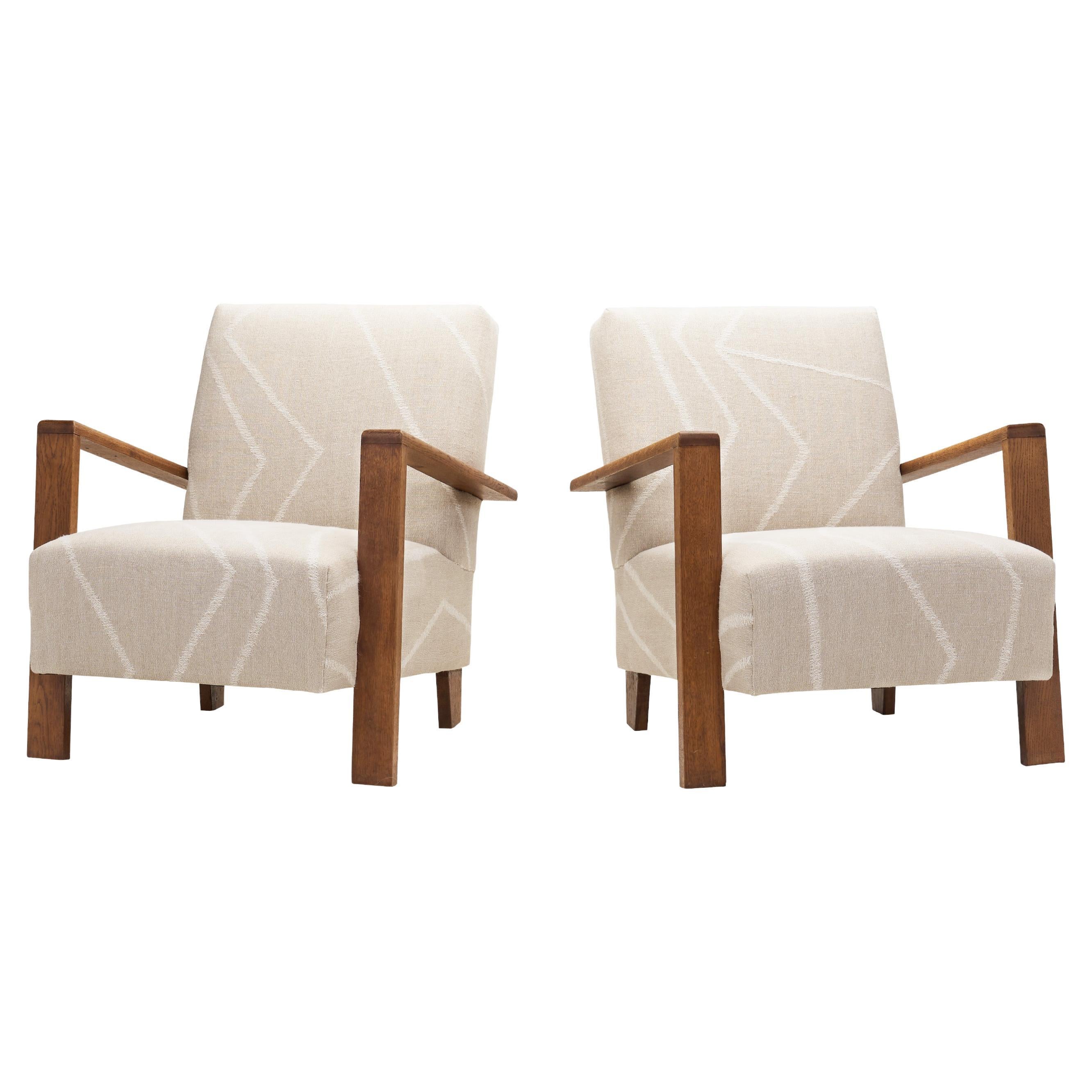 A Pair of Haagse School Art Deco Lounge Chairs, The Netherlands 1930s For Sale